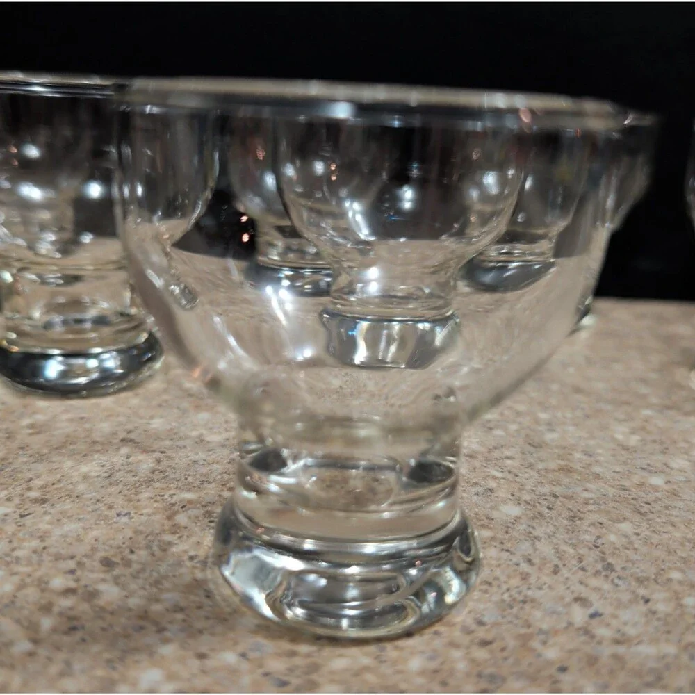 Vintage Clear Glass Cordial Liqueur Shot Glasses Heavy Footed Base Set of 8